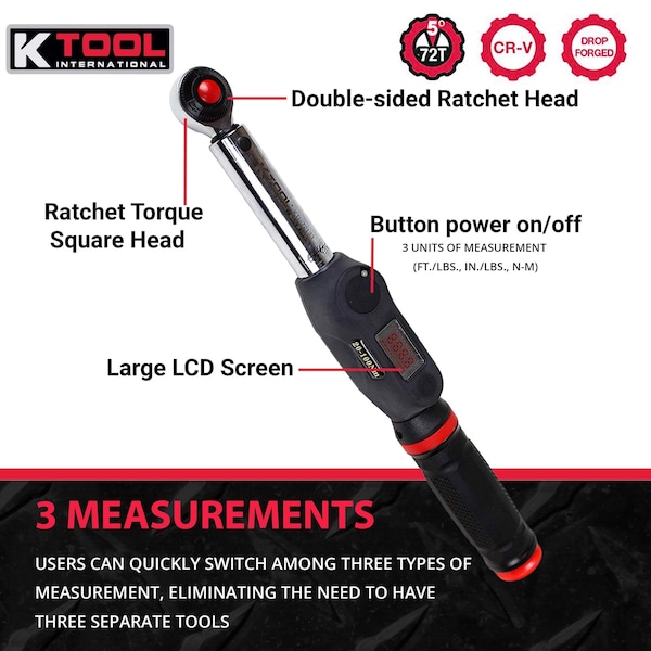 Digital Torque Wrench 3/8" Drive, 72 Teet